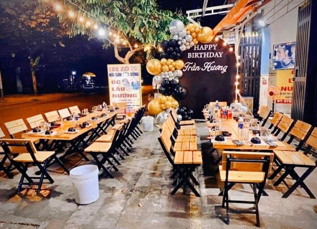 Quán nhậu 123 Zô có không gian ngoài trời thoáng mát