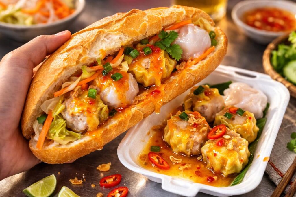 Bánh mì xíu mại khô - Quán ăn sáng TPHCM ngon khó cưỡng